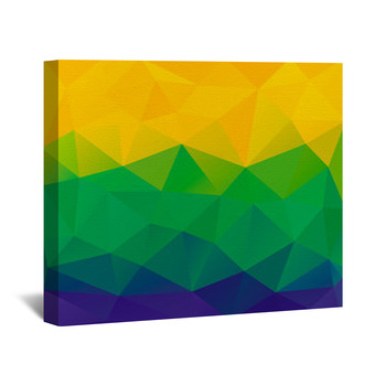 Abstract polygon background. Brazil flag colors. Vector. Stock