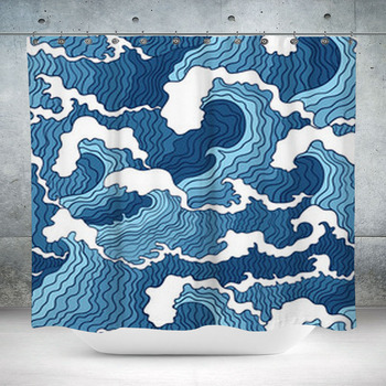 Abstract Wave Seamless Pattern Custom Size Shower Curtain