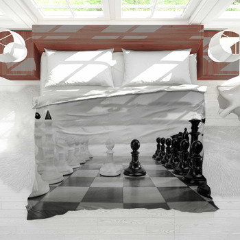 Chess Board With A Few Pieces Scattered On The Floor Background