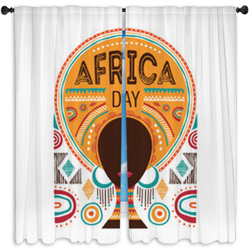 Africa Day Vector Illustration With Window Curtain