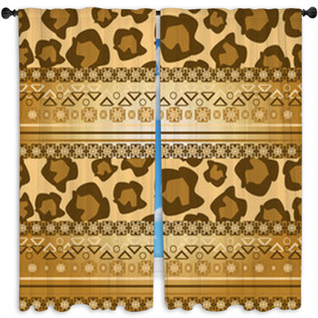 Africa Stile Ornament Background Window Curtain