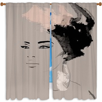 African American Illustration  Custom Size Window Curtain