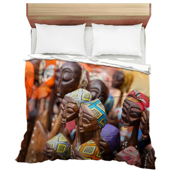 African Carved Group Of Women Duvet Cover