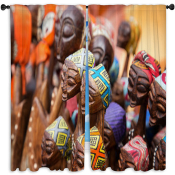 African Carved Group Of Women Window Curtain