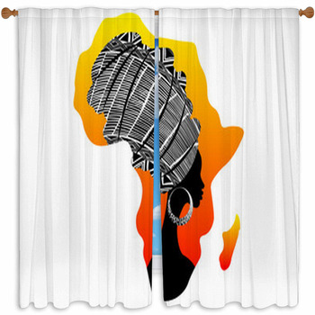 African Continent Portrait Custom Size Window Curtain