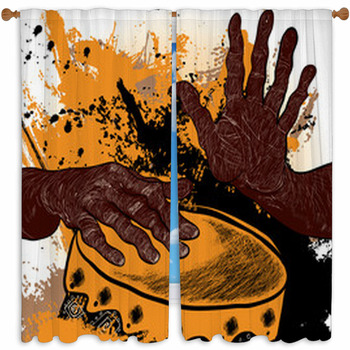 African Drummer Custom Size Window Curtain