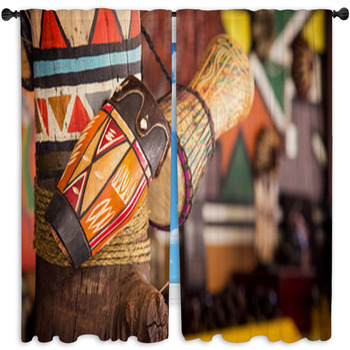 African Drums Window Curtain