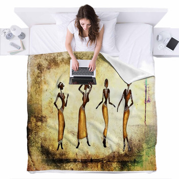 African Ethnic Retro Vintage Fleece Bed Cover