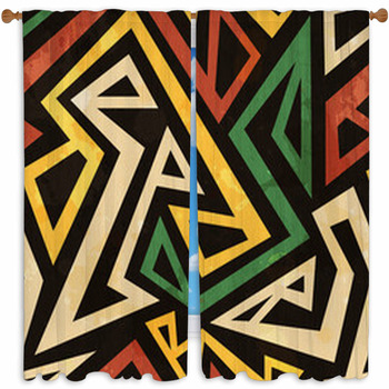 African Geometric Seamless Custom Size Window Curtain