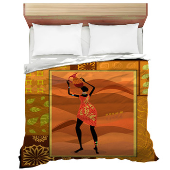 African Girl Dressed In A Decorative Comforter