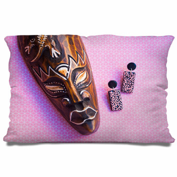 African Jewelry Flat Lay With Wooden Pillow Case/Sham