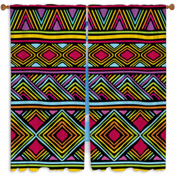 African Line Pattern Custom Size Window Curtain