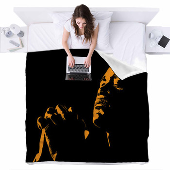 African Man Is Praying Silhouette In Fleece Bed Cover