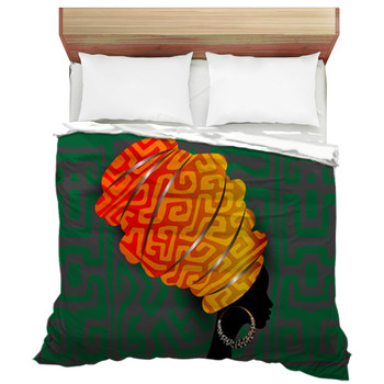 African Scarf Portrait Afro Woman In A Duvet Cover