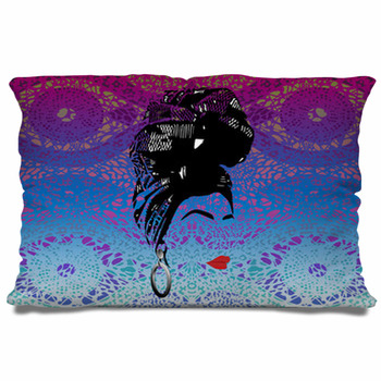 African Scarf Portrait Afro Woman In A Pillow Case/Sham