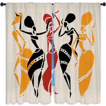 African Silhouette Set Window Curtain