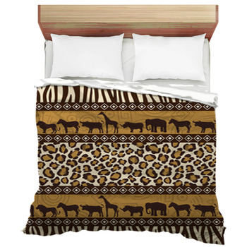 African Style Seamless Pattern With Wild Duvet Cover