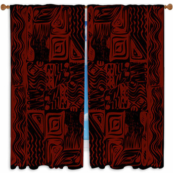 African Tribal Aborigines Red  Custom Size Window Curtain