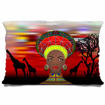 Traditional African Throw Pillow Covers, African Ethnic Tribe Lady