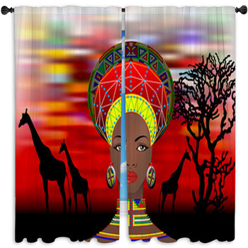 African Tribe Clothes Female Zulu Window Curtain