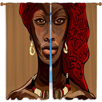 African Woman Custom Size Window Curtain