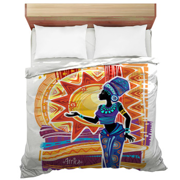 African Woman In Ethnic Dress On Ornament Comforter