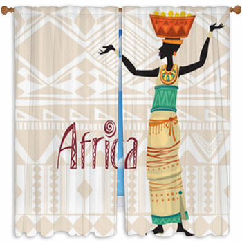 African Woman In Ethnic Dress  Custom Size Window Curtain