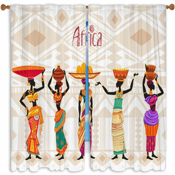 African Woman In Ethnic Dress  Custom Size Window Curtain