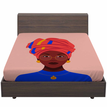 African Woman In Glasses And A Traditional Bed Sheet