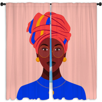 African Woman In Glasses And A Window Curtain