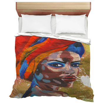 African Woman Portrait In Street Style Hand  Duvet Cover