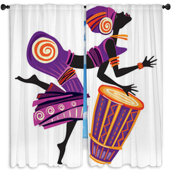 Afro Women Dancing Window Curtain