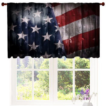  Vintage American Flag Window Curtain,Men 3D Bass Fish