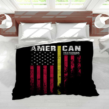  Army Green Camo American Flag Comforter Set Twin Size