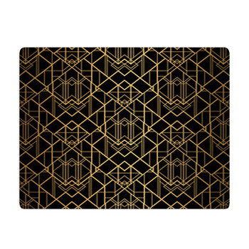 Art Deco Pattern Seamless Black And Gold Bath Mat