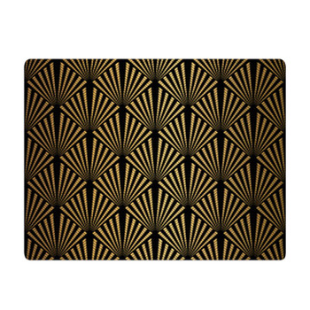 Art Deco Pattern Seamless Black And Gold Bath Mat