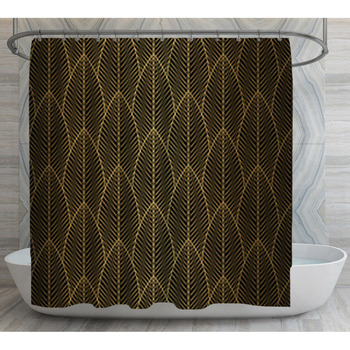 Art Deco Pattern Seamless Black And Gold Shower Curtain