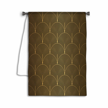 Art Deco Pattern Seamless Black And Gold Background Towel