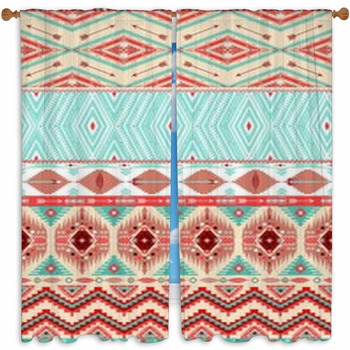 Aztec Geometric Seamless Custom Size Window Curtain