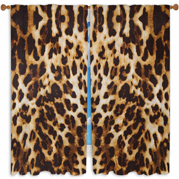 Background With Leopard Custom Size Window Curtain