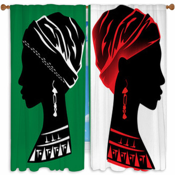 Beautiful African Woman Head Custom Size Window Curtain