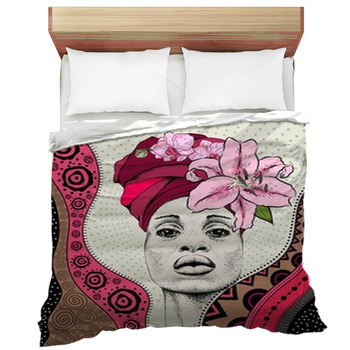 Beautiful African Woman In National Dress And  Comforter