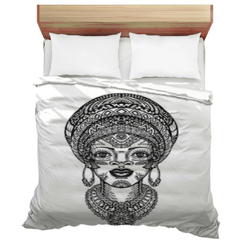 Beautiful African Woman In Turban Hand Duvet Cover