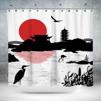 Beautiful Asian Landscape Custom Size Shower Curtain