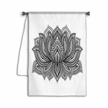 Beautiful Lotus Flower Hand Drawn Doodle Element Towel