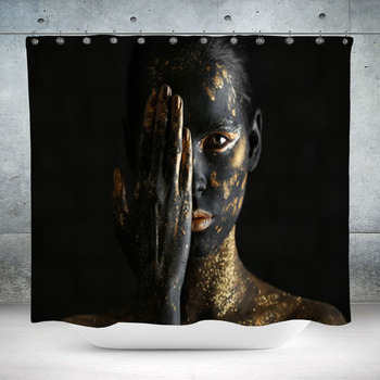 Beautiful Woman With Black Custom Size Shower Curtain