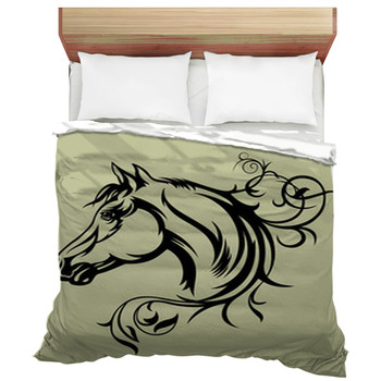 Black Horse Silhouette Duvet Cover