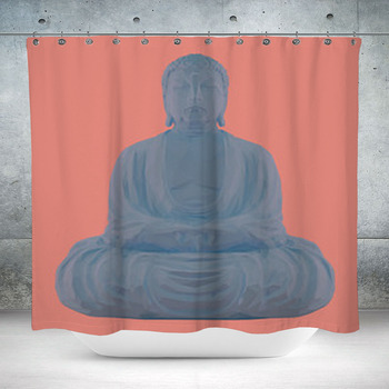 Blue Buddha Meditating Vector  Custom Size Shower Curtain