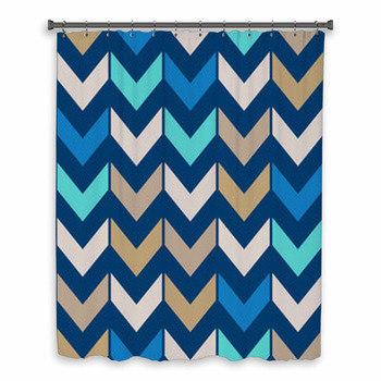 Blue Geometrical Seamless Custom Size Shower Curtain