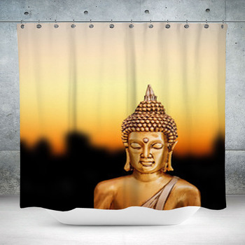 Bronze Zen Buddha Statue On Custom Size Shower Curtain